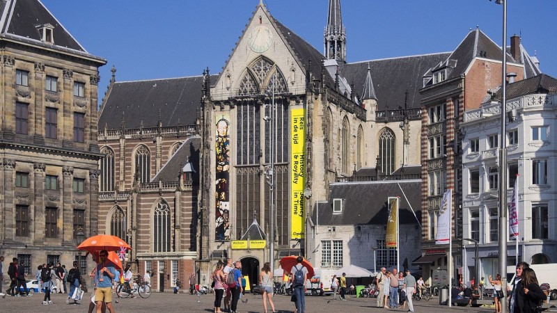 Amsterdam historical building exterior of nieuwe kerk location